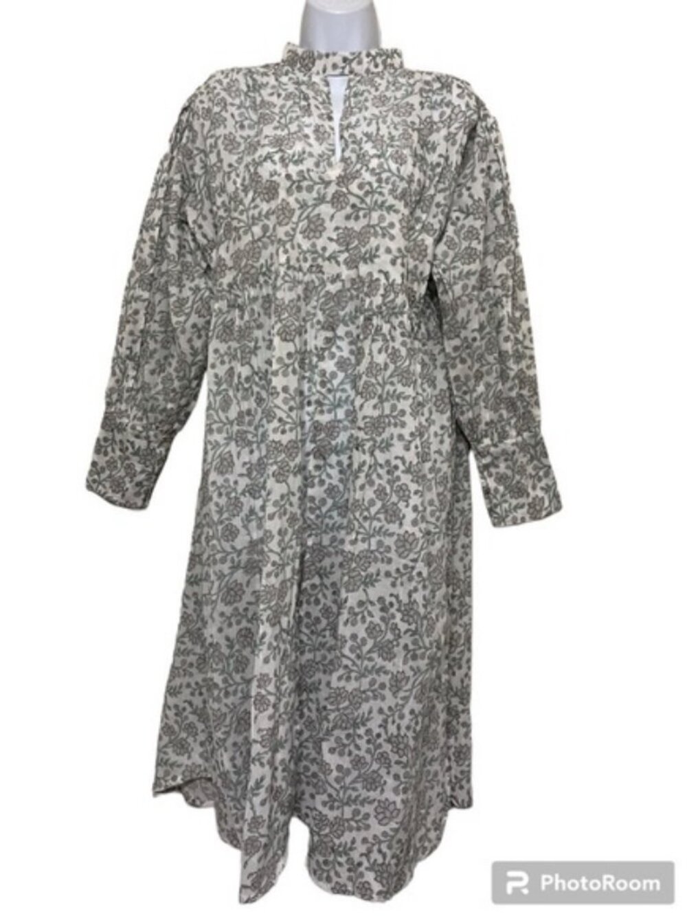Karni floral midi dress women L mock neck long sleeves cottage-core fairy boho